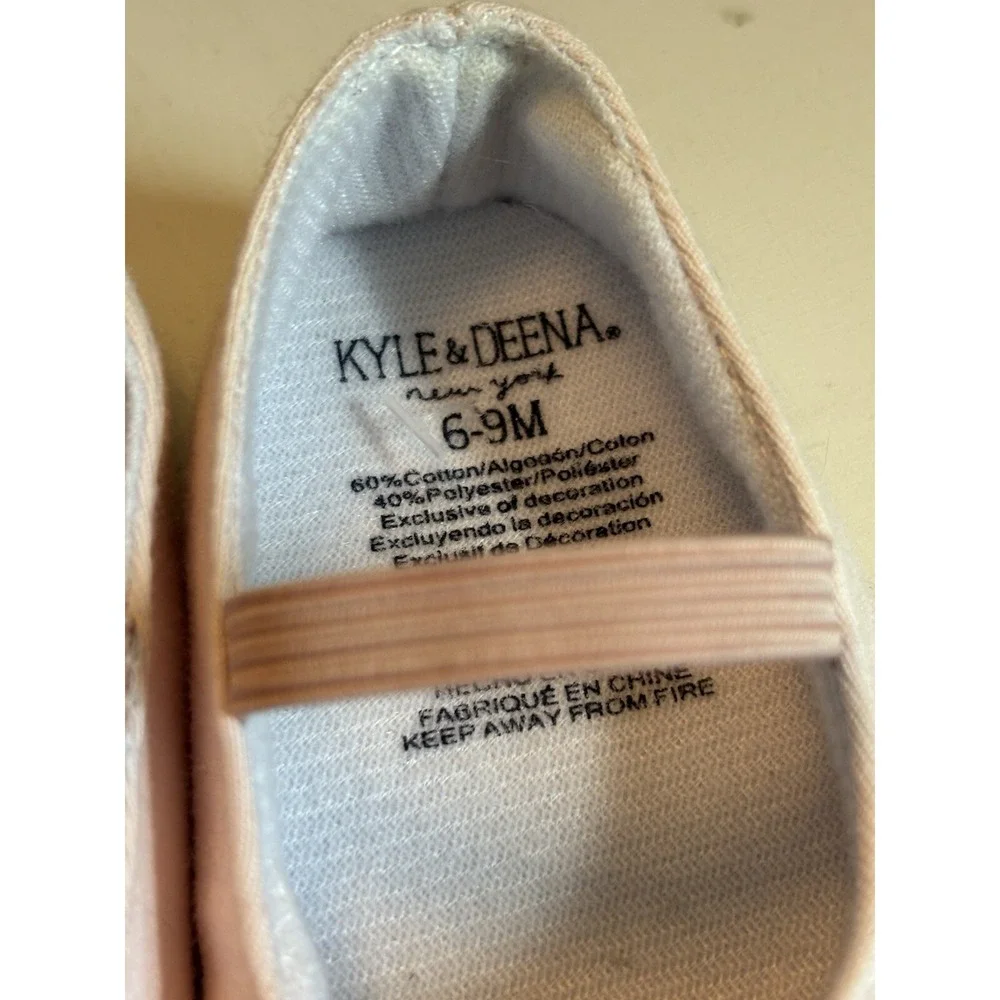 Kyle & Deena Baby Slippers Light Pink With Pink Bows 6-9 Month New